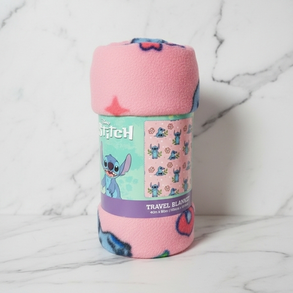 Disney Other - Disney Stitch Pink and Blue Travel Blanket